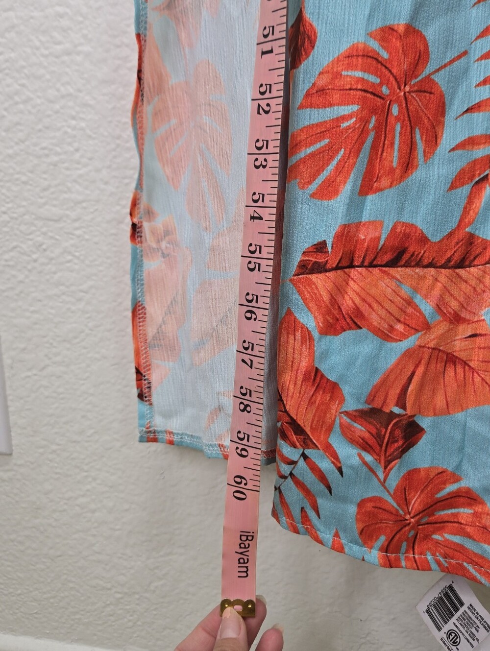 Blithe Blue Orange Leaf Print High Slit Maxi Dress Attached Shorts Romper Sz M - Picture 12 of 17